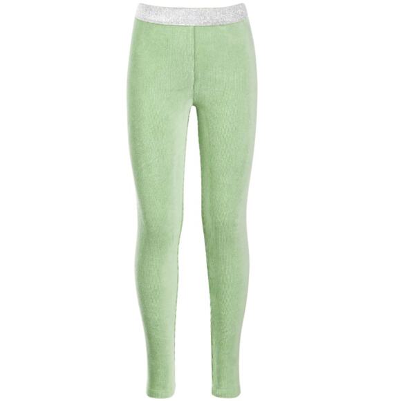 Epic Threads NWT 3T pull on mineral green ribbed velour leggings w/sparkle waist - Picture 2 of 13
